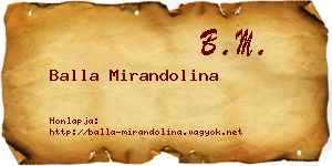 Balla Mirandolina névjegykártya